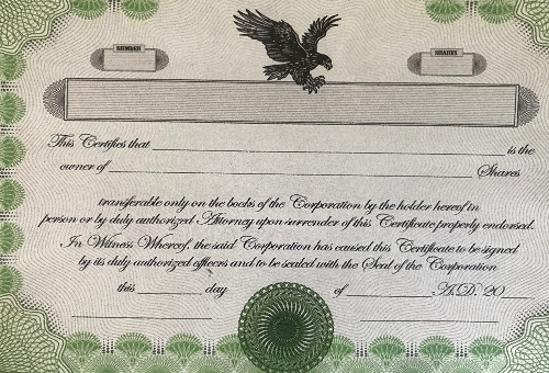 Black Shopping Channel Stock Certificate 