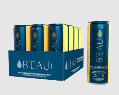 B'EAU™ Lemon Lime Flavored Collagen Water 12 Fl Oz Can (12 Pack)