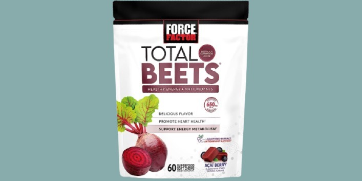 Total Beets Soft Chews with Beetroot, Nitrates, L-Citrulline, Grapeseed Extract, and Antioxidants, Healthy Energy Supplement